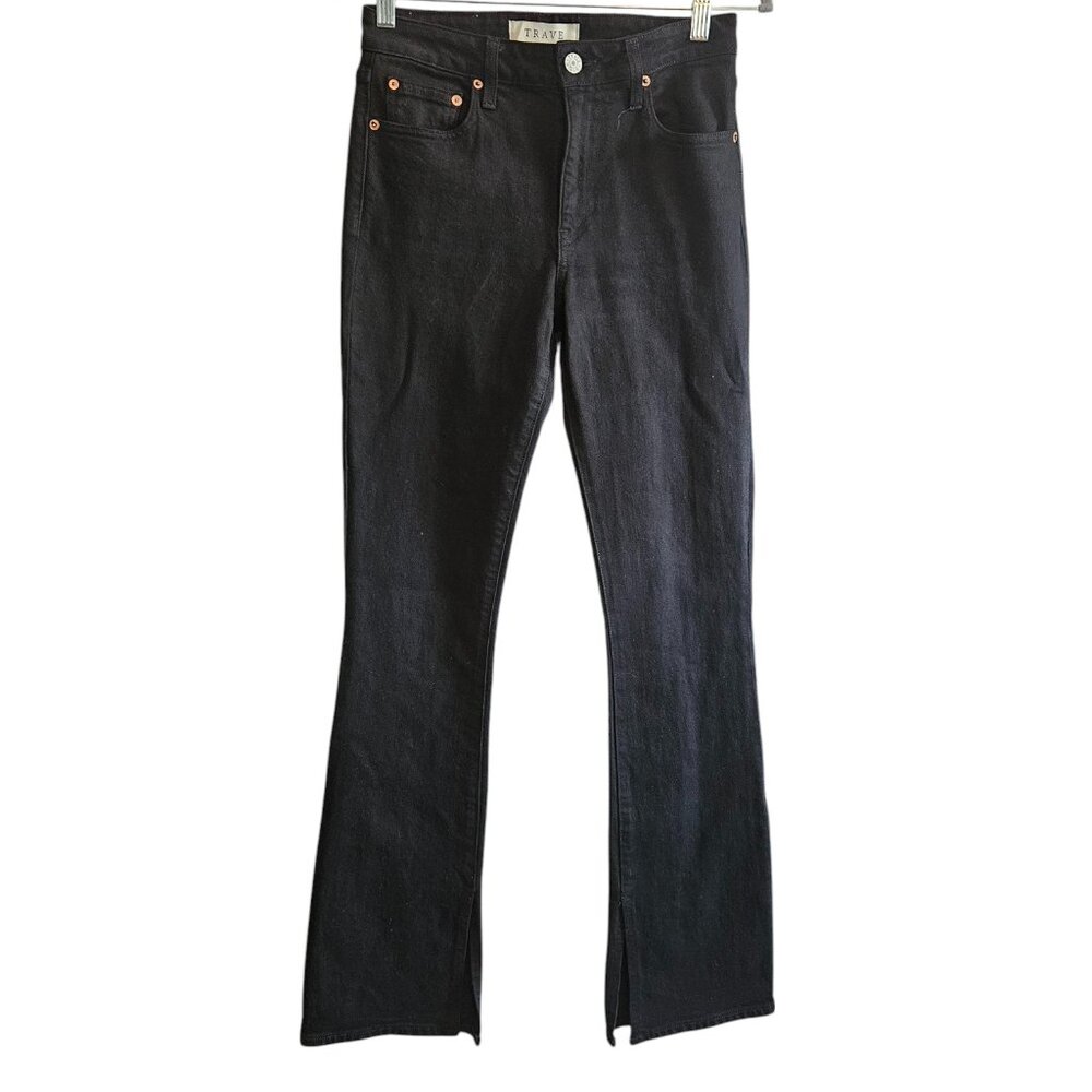 Faye Demi Boot Jean With Slit in Paint it Black Colorway